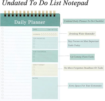 To Do List Notepad, 52 Sheets Undated Daily Planner 2024, 5.2"x7.8" Daily Planner Notebook, To Do List Planner for Home School/Office Supplies