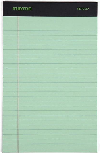 Mintra Office Recycled Writing Pads 6pk (Pastel, Junior (5in x 8in)) - 50 Sheets per Notepad, Micro perforated, Legal Pad, Notebook Paper for School, College, Office, Business