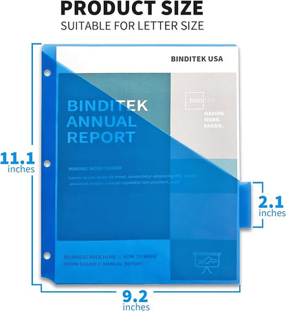 Binditek 15 Pack Plastic Dividers with Front Pocket, 5-Tab Insertable Poly Pocket Dividers for 3 Ring Binders, Letter Size, Multicolor, 3 Set, for Students and Coworkers