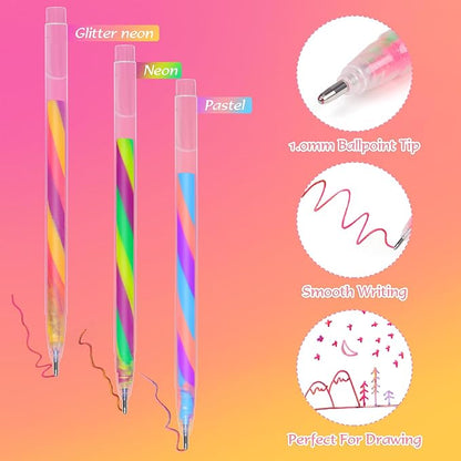 18 Pack Mixing of 3 Colors Rainbow Gel Pens Color Changing Ballpoint Pen Set for Adults Coloring Books Drawing Doodling Anime Scrapbooking Class Notes