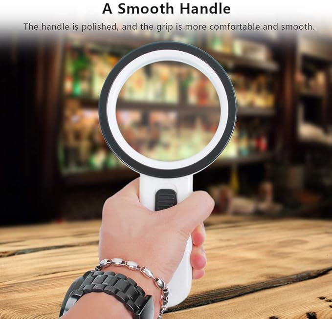 AIXPI Magnifying Glass with Light, 30X Handheld Large Magnifying Glass 12 LED Illuminated Lighted Magnifier for Macular Degeneration Seniors Reading Inspection Coins Jewelry