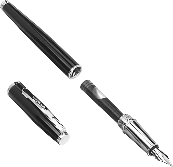 Amazon Basics Refillable Fountain Pen - Fine Point, Black Ink