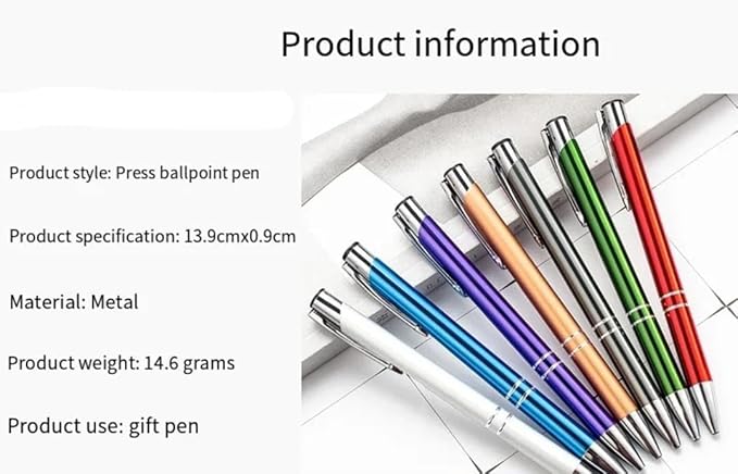 12 Pcs Stylish quality metal ballpoint Pens, Office and School stylus Ball Pen Advertising Luxury Quality, black ink, soft writing experience (Blue)