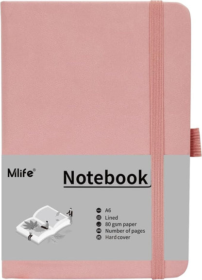 A6 Small Journal Notebook, Lined Pocket Notebook with Pen Holder, Mini Notebook Hardcover, 192 Pages, 3.9 inches * 5.5 inches Jurnal for Women and Man（1PACK Pink）