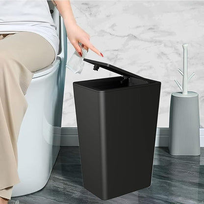 SHPMXUPW 3 Pack Bathroom Small Trash Can with Lid,10L / 2.6 Gallon Slim Garbage Bin Wastebasket with Pop-Up Lid for Bedroom, Office, Kitchen, Craft Room, Fits Under Desk/Cabinet/Sink