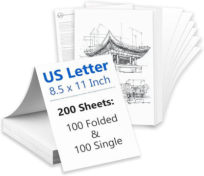 200 Sheets US Letter Size Thermal Paper(100 Folded & 100 Single), Thermal Printer Paper 8.5 x 11 Inch, Printer Paper for M08F/A40 Thermal Portable Printer