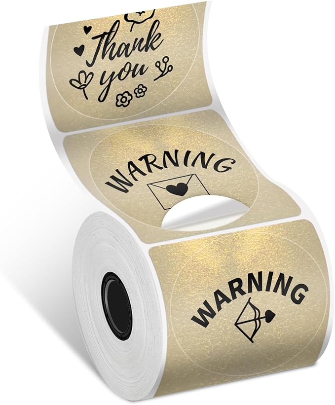 Phomemo Labels-Gold Sticker Circle Thermal Label Compatible with M110/M220/M100/M150/M250/M120/M200/M221 Label Maker, Black on Golden, 1.96"x1.96"(50x50mm)