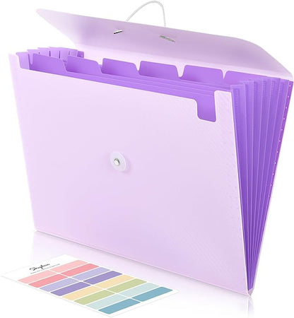 SKYDUE Expanding File Folder with 7 Pockets, Accordion File Organizer, Portable Folders for Documents, School Office Supplies Bungee Closure, Letter/A4 Size Purple