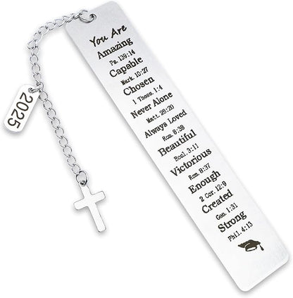 Graduation Gifts for Him Her 2025 Graduation Bookmark Gifts Class of 2025 Christian Graduation Gifts for Women Men Girls Senior 2025 High School College Graduation Gifts for Her Bible Book Marker