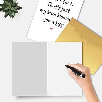 Funny Fart Anniversary Card, Humor Birthday Card for Husband Wife, Valentines Card for Him Her, My Bum Blowing You A Kiss