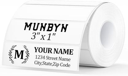 MUNBYN 3x1 Inch White Thermal Labels, Strong Adhesive, Thermal Sticker Labels for Price, Mailing, Name, 1000 Sheets/1 Roll