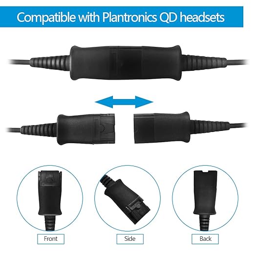 VT QD to USB Adapter Cable Compatible with Any Plantronic-Poly QD Headset with a Quick Disconnect with Volume Control and Mute Microphone/Speaker (PLT-QD-USB(02))