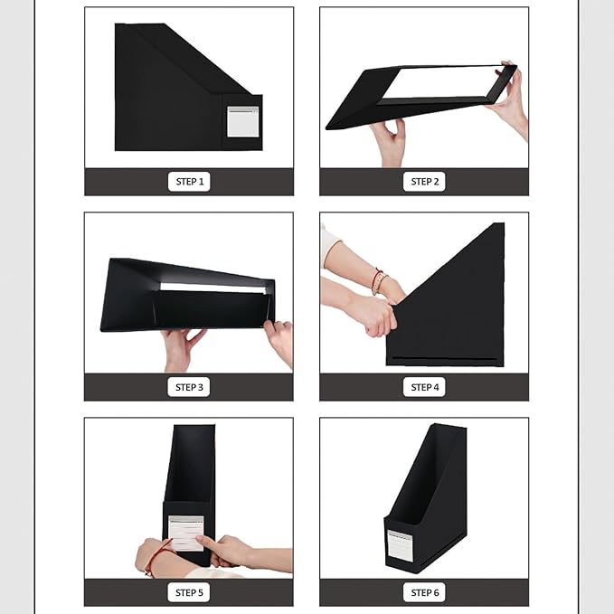 Magazine File Holder(2Pack,Black)-XiePiPiPaper Paperboard Book Organizer- Desk Magazine File Organizer for Home, Office, Classroom-Storage Box for Dounments with Label Stickers.