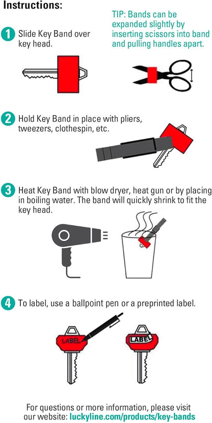 Lucky Line Colorful Key Bands - Key Identifiers Medium, 4 Pack (17104)