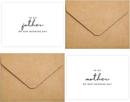Set of 2 Wedding Day Card for Parents, Parents Of The Bride/Groom Gifts, To My Father On Our Wedding Day, To My Mother On Our Wedding Day.（Father/Mother B）