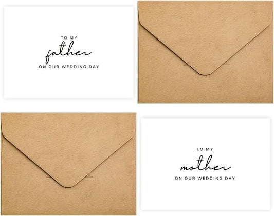 Set of 2 Wedding Day Card for Parents, Parents Of The Bride/Groom Gifts, To My Father On Our Wedding Day, To My Mother On Our Wedding Day.（Father/Mother B）