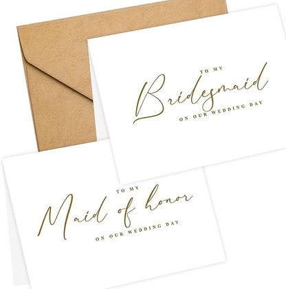 LADY&HOME To My Bridesmaid On My Wedding Day Card,Bridesmaid Thank You Card Wedding Day Bridesmaid Proposal (Gold Foil,6 Pack)