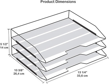 Acrimet Stackable Letter Tray 3 Tier Side Load, Plastic, Desktop File Organizer (Solid Purple Color)