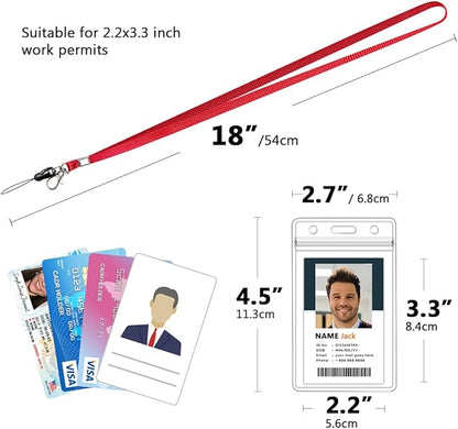 6 Pack Neck Lanyard with ID Badge Holder, Office Strap Lanyards, Stainless Metal Swivel Hook for Name Tag, Badge Holders, Keychains, Card, Rosy