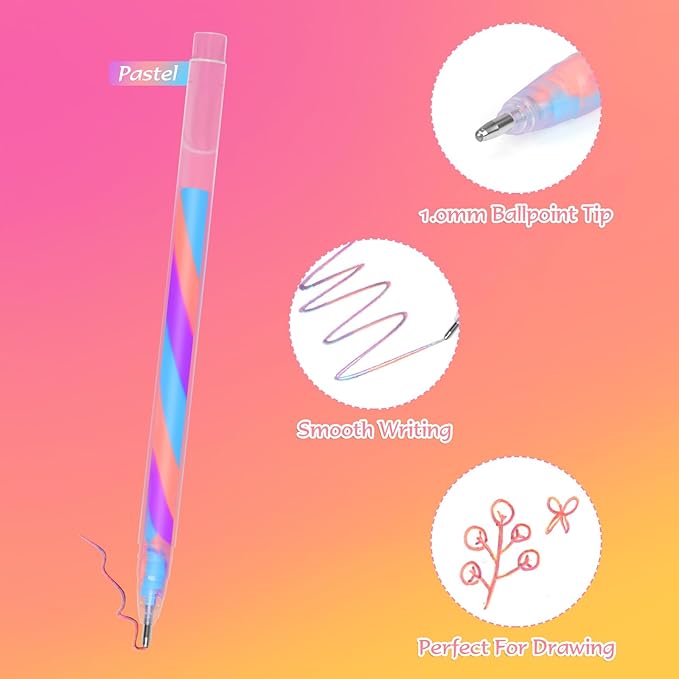 12 Pack Mixing of 3 Colors Rainbow Gel Pens Color Changing Ballpoint Pen Pastel Pens Set for Adults Coloring Books Drawing Doodling Scrapbooking Notes