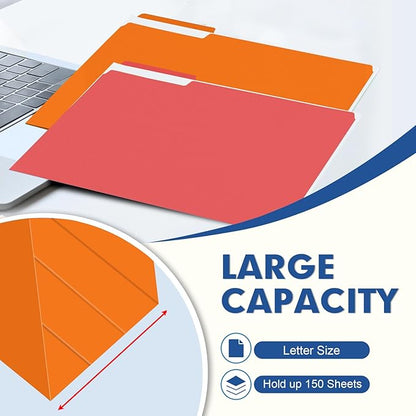 File Folder, PANDRI 270 Pack Colored File Folder, 1/3 Cut Tab, Letter Size, Assorted 12 Colors Filing Folder for Office School Business