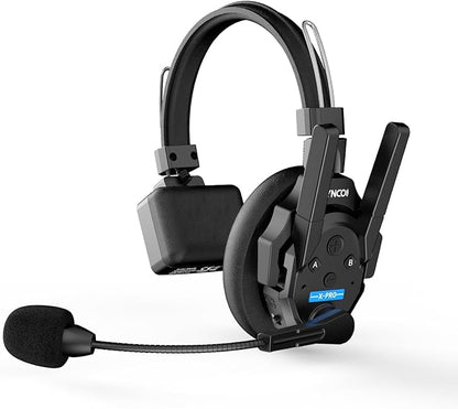 SYNCO XTALK XPRO Wireless Intercom Headset, 2.4GHz Full Duplex Wireless Communication Headset 500m/1640ft with Noise Reduction, Xtalk-Xpro1-Wireless-Headset-Intercom（Single）
