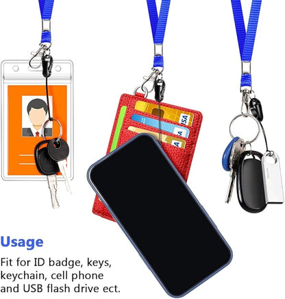 6 Pack Neck Lanyard with ID Badge Holder, Office Strap Lanyards, Stainless Metal Swivel Hook for Name Tag, Badge Holders, Keychains, Card, Blue