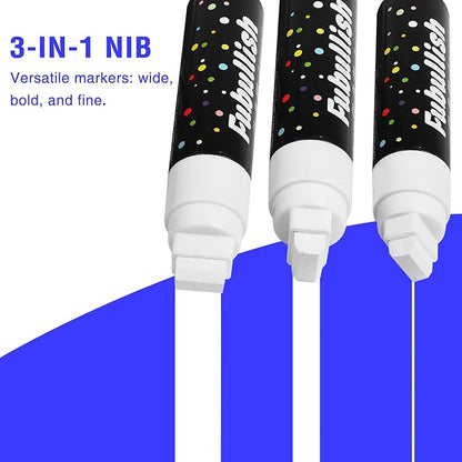 Windows Markers for Car 5 Pack Washable Glass Pen 15mm Jumbo White Paint Liquid Chalk Markers for Auto Chalkboard Blackboard Bistro Menus and Any Non-Porous Surface