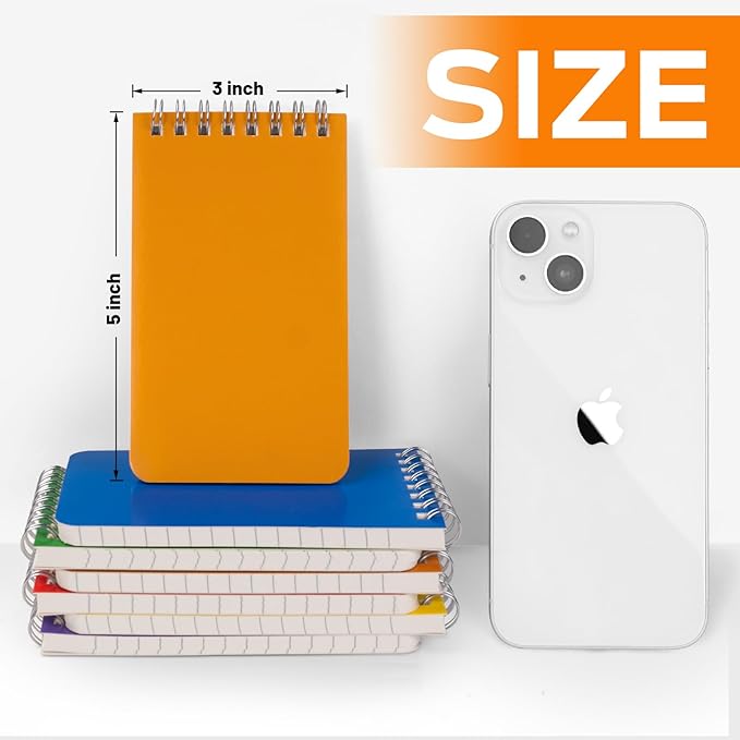 Pocket Notebook Bulk 3x5 Inch, 42 Packs Mini Top Bound Spiral Notepad, Memo Pads 6 Colored 60Sheets/120Pages (80GSM), Small Notepads for Listing, Planning, Note Taking