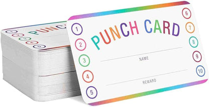 Teacher Punch Cards 200 Pack (3.5 x 2 inch) - Incentive Behavior Reward Card for Students