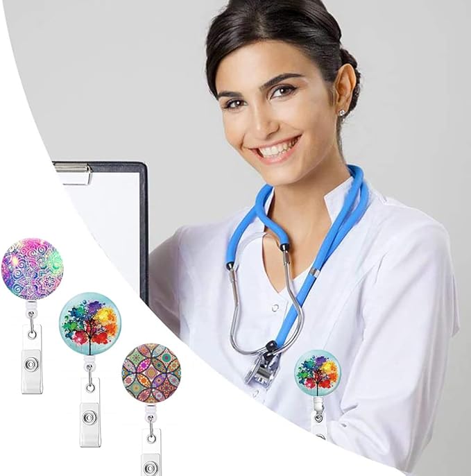 Badge Reels,Nurse Badge Holder,Retractable Badge Reel with Clip ID Card Holders for Office Worker Doctor Nurse