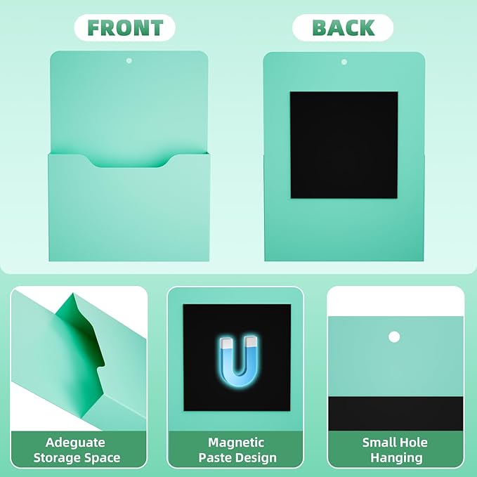 Magnetic File Holder - Magnetic Paper Holder, Pocket Organizer Office Supplies Storage Mail Organizer for Notebooks,Planners,Letter (1 Pack)