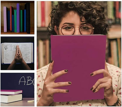 2 Pack Stretchable Book Sleeve Covers, for Paperbacks Hardcover Textbooks up to 9" x 12", Office Supplies with Free Sticker Labels (2 Pack, Red)