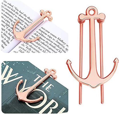 Creative Anchor Bookmark for Reading Hands Free Metal Bookmark Page Holder Book Holder Students Teachers Graduation Gifts School Office Supplies (Rose)