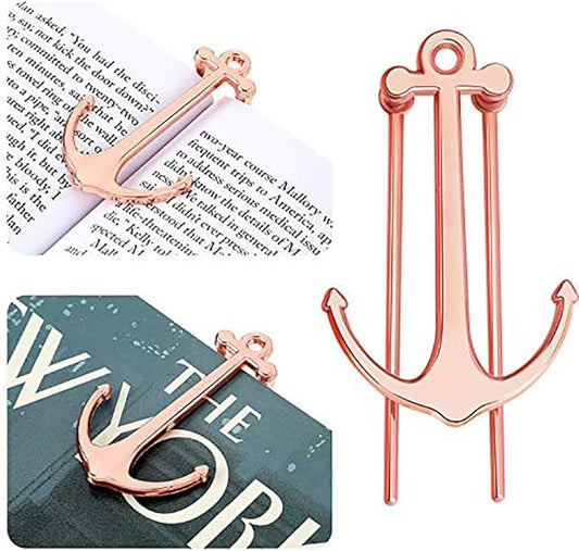Creative Anchor Bookmark for Reading Hands Free Metal Bookmark Page Holder Book Holder Students Teachers Graduation Gifts School Office Supplies (Rose)