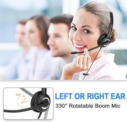 Phone Headset Noise Cancelling Mic RJ9 U10P Bottom Cable Compatible with Polycom VVX, Mitel, Shoretel, Nortel (Avaya) Phones