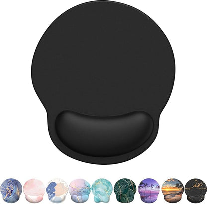 eulps Mouse Pad with Wrist Rest, Comfortable Computer Mousepad with Gel Wrist Support Smooth Surface and Non-Slip PU Base for Pain Relief, Laptop, Office & Home (Black)