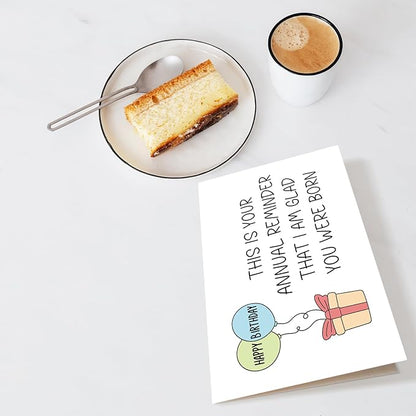 Chenive Funny Birthday Card for Sister Brother, Humorous Birthday Card for Friend, Happy Birthday Card for Him Her, This Is Your Annual Reminder Card
