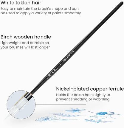 ARTEZA Detail Paint Brushes, Set of 15, Fine Detail Brush Set for Miniature Models and Canvases