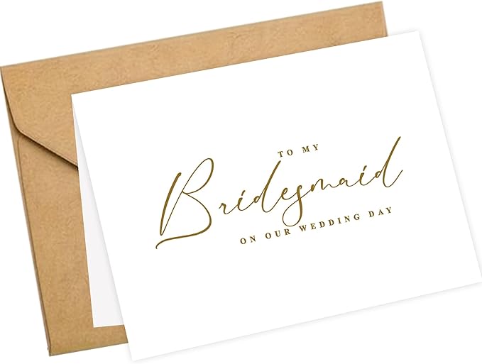 LADY&HOME To My Bridesmaid On My Wedding Day Card,Bridesmaid Thank You Card Wedding Day Bridesmaid Proposal (Gold Foil,Bridesmaid)