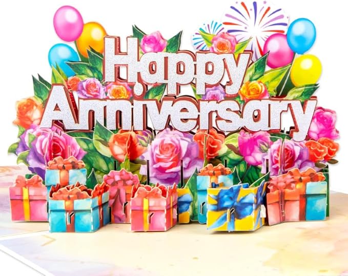 3D Pop Up Anniversary Greeting Card, Happy Anniversary Pop Up Card for Couple, Parents, Husband and Wife Wedding Anniversaries and All Ages