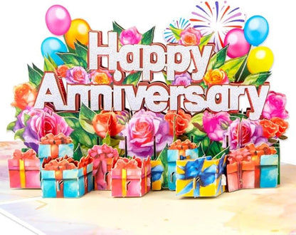 3D Pop Up Anniversary Greeting Card, Happy Anniversary Pop Up Card for Couple, Parents, Husband and Wife Wedding Anniversaries and All Ages