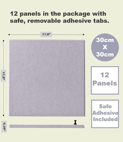Large Cork Board Alternative - 47"x35" 12 Pack Felt Wall Tiles with Safe Removable Adhesive Tabs, Cork Wall Tiles Cork Board for Home Office Pin Board Tack Board 48 x 36 - Light Purple