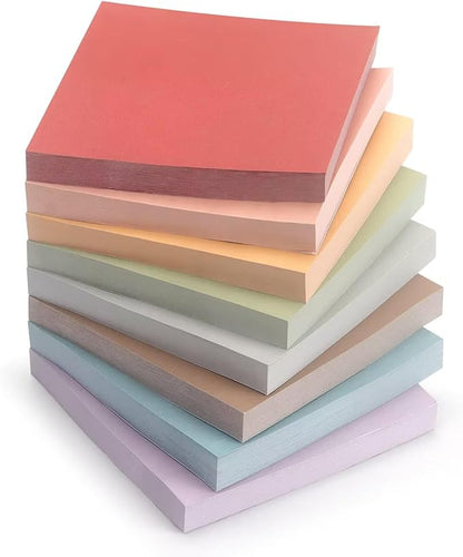 Sticky Notes 8 Vintage Colors 3x3in, Self-Stick Notes Pads with Easy to Post for School, Home, Office, 8 Pads/Pack, 80 Sheets/Pad