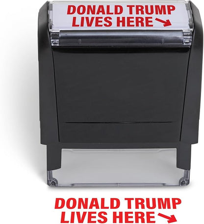 Donald Trump Lives Here Stamp - Self Inking Custom Stamp for Trump 2024 Merchandise, Office Supplies, Election Party Decorations, Fun Novelty Stamp