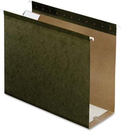 Pendaflex Extra Capacity Reinforced Hanging Folders, 4", Letter Size, Standard green, 1/5 Cut, 25/BX (4152x4)