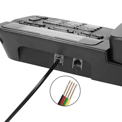 3.3 FT - 4 Pack Phone Extension Cord, Telephone Cable with Standard RJ11 Plug (6P4C), Black, for Landline Telephones, Fax, Modems, Answering Machines