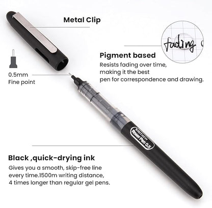 WRITECH Liquid Ink Rollerball Pens: 0.5mm Extra Fine Point Tip Quick Dry Roller Pens 4ct Assorted Colors Ink for Writing, Taking Notes & Sketching Multi Colored