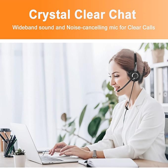 Polycom Phone Headset Noise Cancelling Mic RJ9 U10P Bottom Cable Compatible with Polycom VVX, Shoretel, Nortel (Avaya) Phones