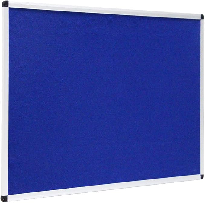 VIZ-PRO Notice Board Felt Blue, 72 X 40 Inches, Silver Aluminium Frame